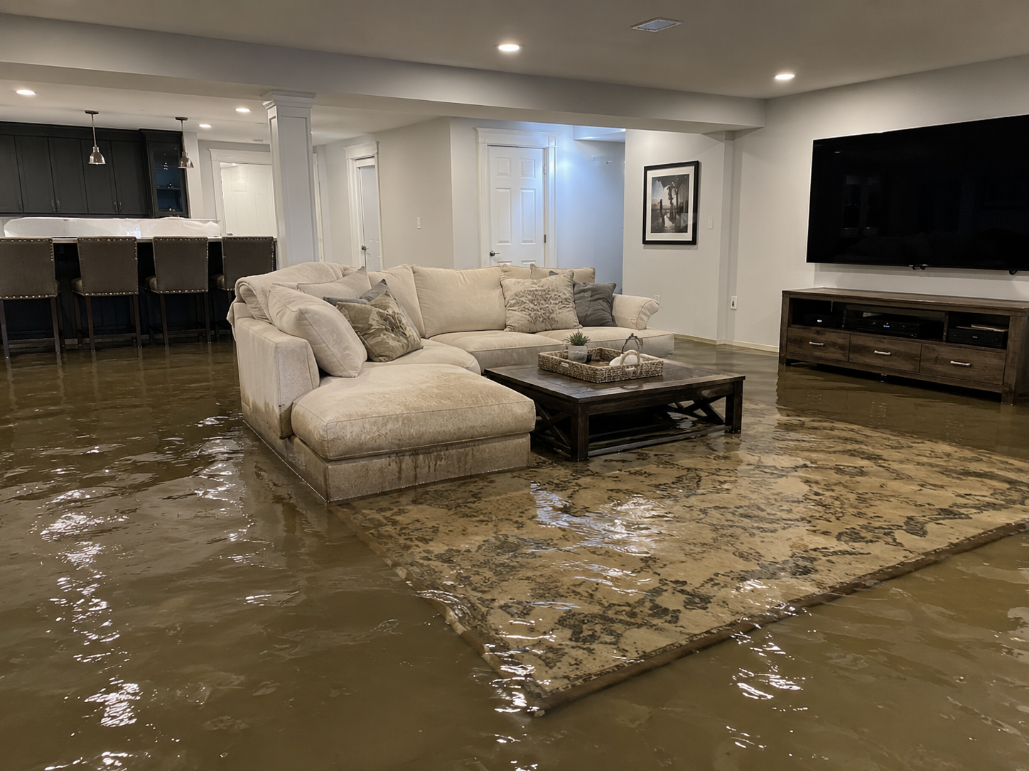 Finished basement flood cleanup in Norwood Ohio