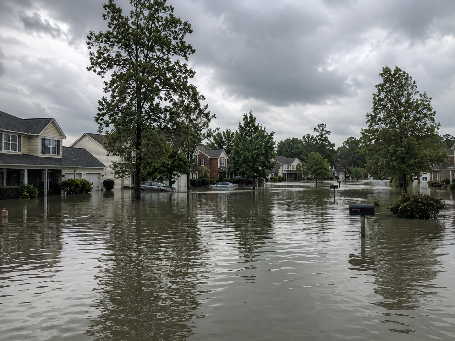 Neighborhood storm flooding water damage in Norwood Ohio
